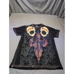 Vigo Shirt Mens XL‎ Black Graphic Skull Fleur De Lis Tattoo Style Tee Streetwear